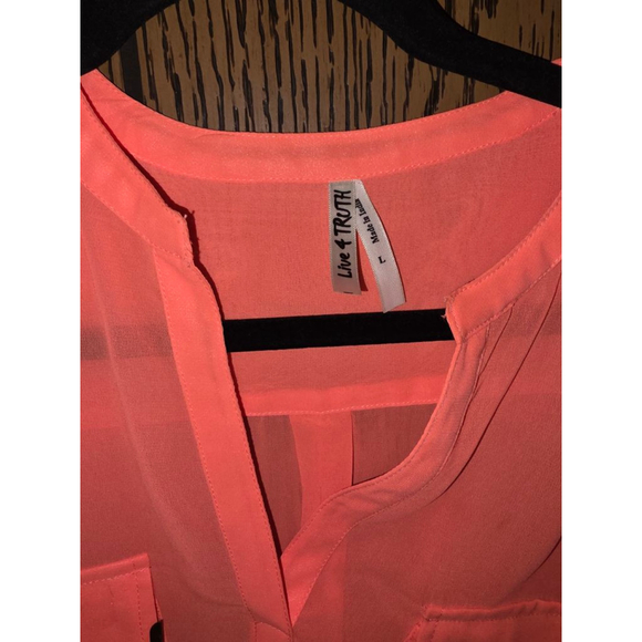Women's Live 4 Truth Coral Blouse L with Gold Accents - Picture 2 of 5